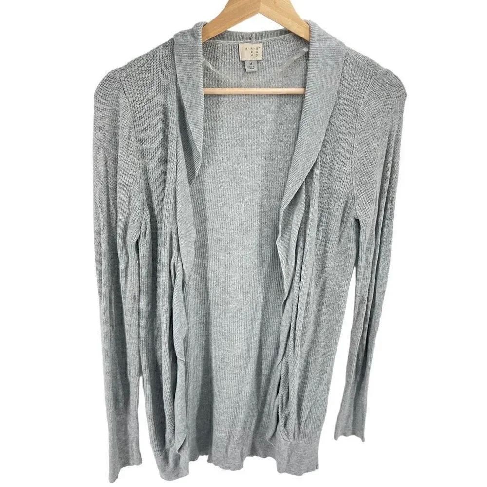 A New Day Womens Cardigan Sweater Open Front Knit Long Sleeve Gray Size Medium